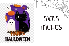 Happy Halloween Towel Design, Cartoon Halloween Cat PNG Product Image 2