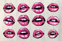 Watercolor Lips Clipart, Red Lips kiss, PNG, Pink Lips Clip Product Image 1