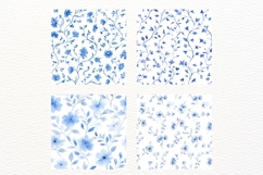 Floral Seamless Blue Graphic Pattern Watercolor 10 JPG Product Image 3