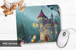 Enchanted Rainbow Cat Castle Mouse Pad PNG Design Product Image 1