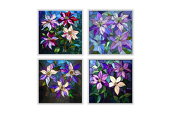 Stained Glass Clematis Flower Digital Paper Product Image 2