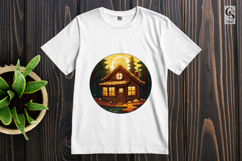 Woodland Cabin Landscape Clipart Sublimation PNG Product Image 2