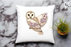 Floral Owl Watercolor Clipart Sublimation PNG Product Image 3