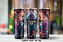 Stained Glass Skull Halloween Tumbler Wrap Sublimation Desin Product Image 3