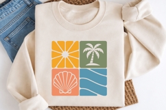 Retro Tropical Beach SVG | Sun Wave Seashell Palm Tree Product Image 2