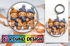 Holiday Gingerbread Pattern Round Design Keychain Product Image 1