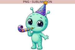 Alien Birthday PNG, Cute Outer Space Party Clipart Product Image 2