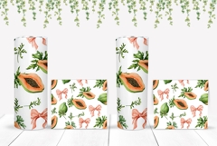 Watercolor Papaya Tumbler Design, Papaya Fruit Sublimation Product Image 2