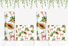 Watercolor Papaya Tumbler Design, Papaya Fruit Sublimation Product Image 2