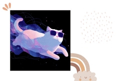 Funny Cat Pillow Case, Cosmic Pillow Design, Cat PNG Product Image 2