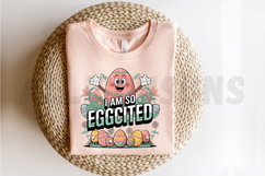 Cartoon Easter Egg Character I Am So Eggcited Illustration Product Image 2