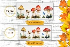 Mushroom Mug Wrap Design, Watercolor Mushrooms Mug Design Product Image 2