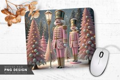 Elegant Pink Nutcrackers Amidst Christmas Mouse Pad PNG Product Image 1