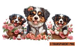 Watercolor Dog With Flowers Clipart Sublimation , PNG Product Image 1