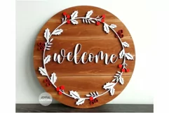 Christmas Welcome Sign SVG | Christmas Holly Wreath SVG Product Image 1