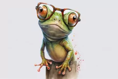 Frog wearing glasses clipart, Funny frog clipart, Product Image 2