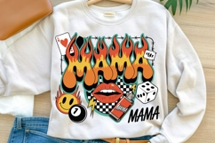 Flame Mama Sublimation Design | Retro Edgy Mama PNG Product Image 1