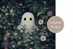 Cartoon Ghost Tumbler Wrap Design, Floral Halloween Tumbler Product Image 2