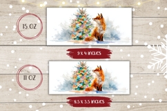 Watercolor Christmas Fox Mug Design, Christmas Tree Mug Wrap Product Image 2