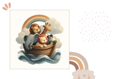 Watercolor Rainbow Pillow, Cartoon Animals Pillowcase Design Product Image 2