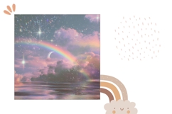 Glitter Sky Pillow Case Design, Rainbow Pillow Template Product Image 2
