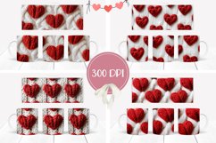 Knitted Hearts Mug Wraps, Valentine Mug Template Product Image 2