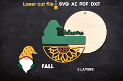 Fall Gnome Welcome SVG laser cut files for Glowforge Product Image 2