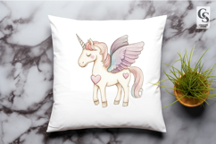 Watercolor Pegasus Unicorn With Heart Clipart png Product Image 2