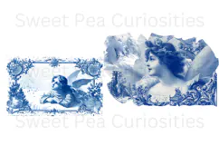 Vintage, Blue, Victorian, Overlay, Ephemera, PNG, Clipart Product Image 2