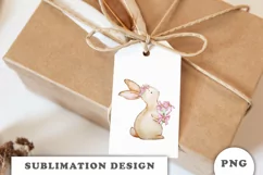 Watercolor Bunny with flowers Sublimation Design PNG Product Image 2