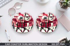 Llamas Car Coaster Sublimation| Christmas Coaster PNG Product Image 1