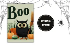Boo Halloween Garden Flag, Halloween Owl Garden Flag Design Product Image 2