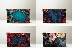 Pink Flowers Cosmetic Bag Print, Floral Cosmetic Bag Product Image 2