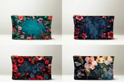 Pink Flowers Cosmetic Bag Print, Floral Cosmetic Bag Product Image 2