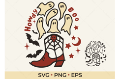 Howdy Halloween SVG Howdy Boo Ghost PNG Cowboy boots Product Image 1