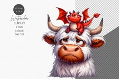 Funny clipart, Cow and dragon, Joke, Birthday, Product Image 1