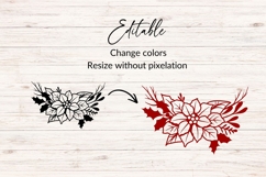 Hand Drawn Christmas Poinsettia Floral Arrangement SVG Product Image 2