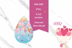 Valentine Teardrop Earring PNG, Pastel Hearts Earrings Product Image 2