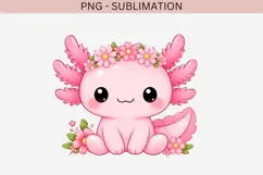 Pastel kawaii axolotl png design for T-shirts Product Image 2