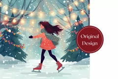 Christmas Tree Tumbler Wrap, Figure Skating Tumbler PNG Product Image 2