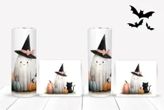 Watercolor Ghost Tumbler Design, Cartoon Halloween Tumbler Product Image 2