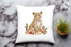 Watercolor Floral Leopard Clipart Sublimation PNG Product Image 2