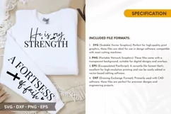 He Is My Strength SVG - Christian Sleeve T shirt D Product Image 2