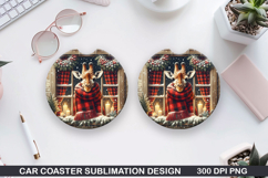 Giraffe Car Coaster Sublimation| Christmas Coaster PNG Product Image 1