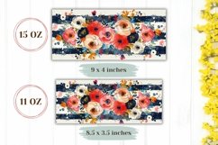 Watercolor Flowers Mug Wrap Design, Stripes Mug Template Product Image 2