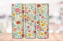 Boho Floral Seamless 20 OZ Skinny Tumbler Wrap PNG. Product Image 2