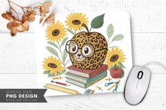 Leopard Print Apple Sunflowers and Pencils Mouse Pad PNG Product Image 1
