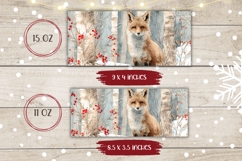 Watercolor Christmas Fox Mug, Winter Forest Mug Template Product Image 2