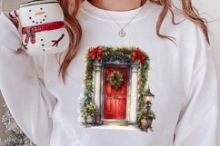 Christmas Door Watercolor Clipart, Christmas Door PNG Product Image 2