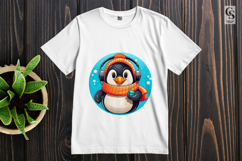 Cute Penguin With Headphones Clipart Sublimation PNG Product Image 2